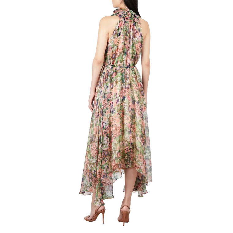 Sleeveless Crinkle Silk Chiffon Midi Dress image number null