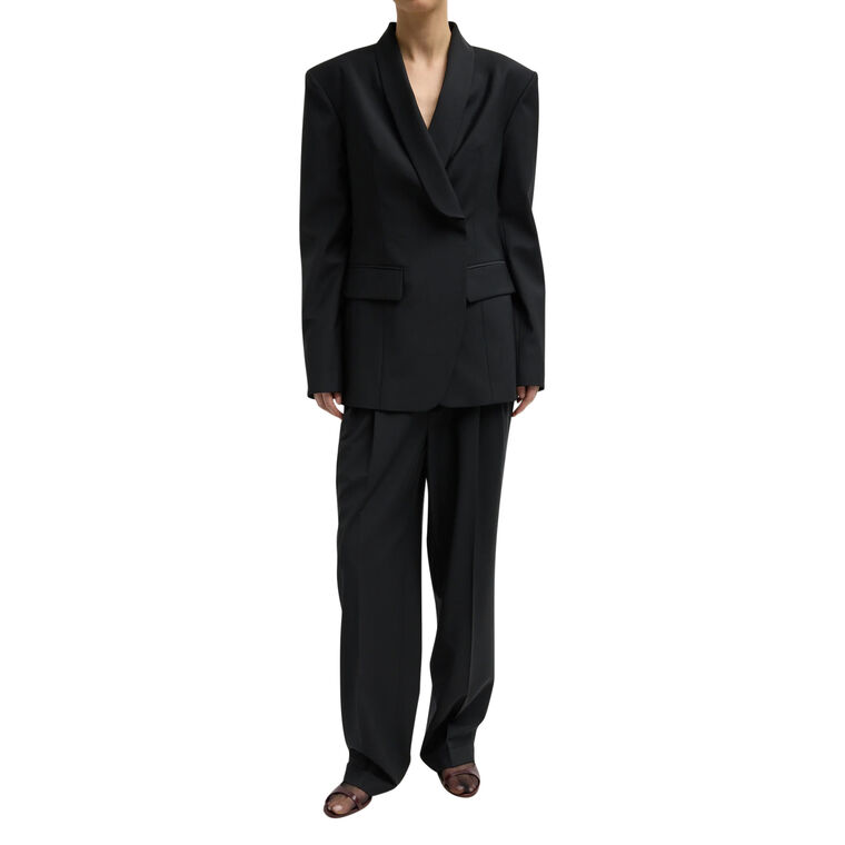 Recycled Tropical Wool Tuxedo Zip Blazer image number null