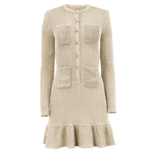 Lurex Knit Long Sleeve Mini Dress