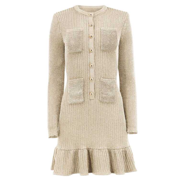 Lurex Knit Long Sleeve Mini Dress image number null
