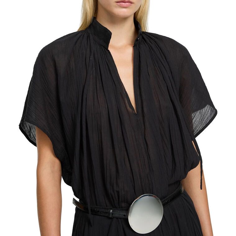 Wheeless Short Sleeve Cotton Gauze Blouse image number null