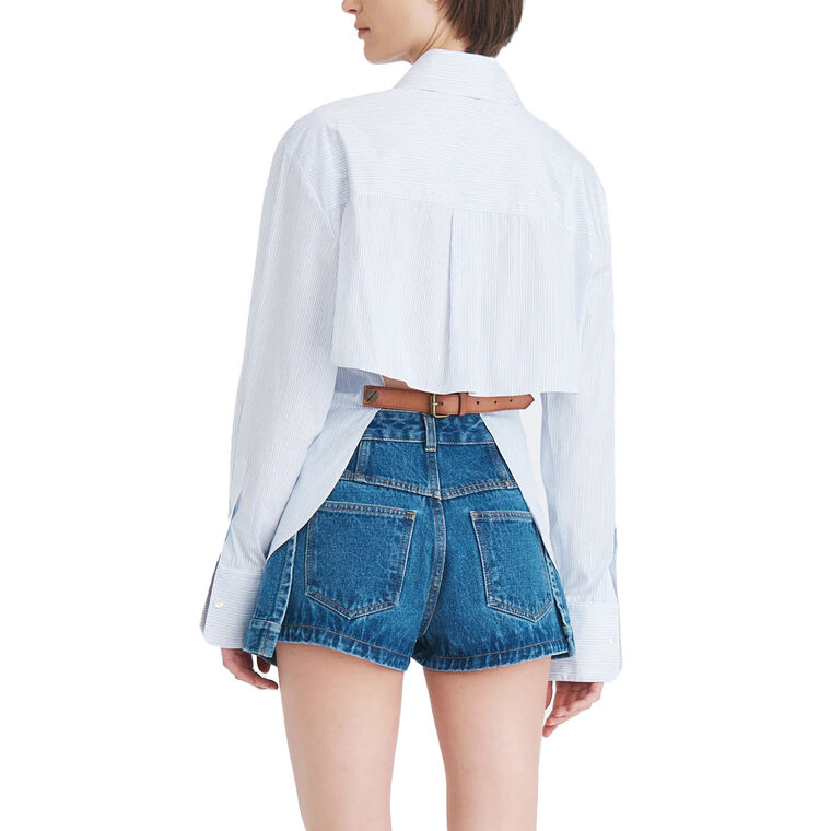 Long Sleeve Button-Down Shirt With Back Belt image number null
