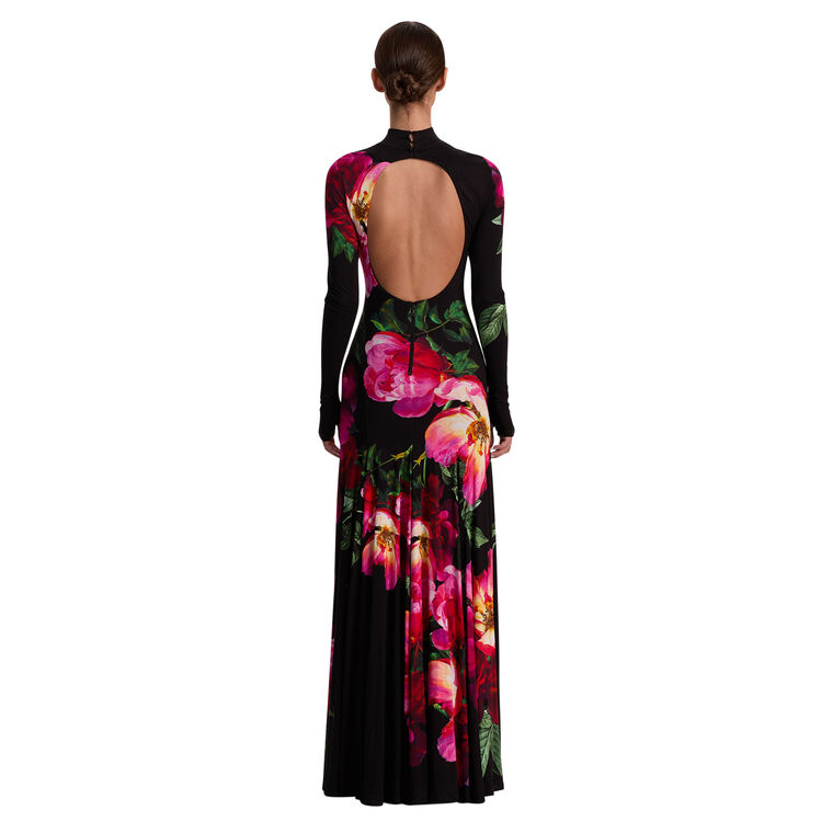 Augusta Long Sleeve Open Back Turtleneck Maxi Dress image number null