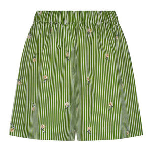 Embroidered Striped Cotton Short