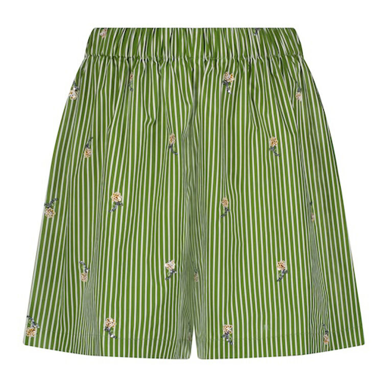 Embroidered Striped Cotton Short image number null