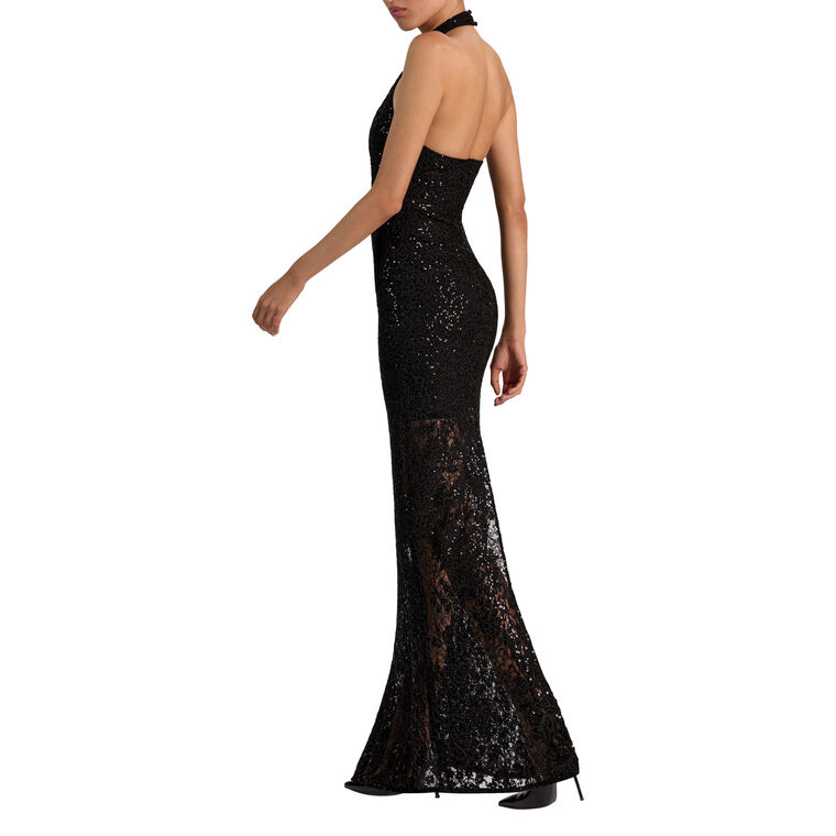 Koi Embellished Lace Halter Maxi Dress image number null