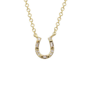 Petite Baguette And Diamond Horseshoe Necklace