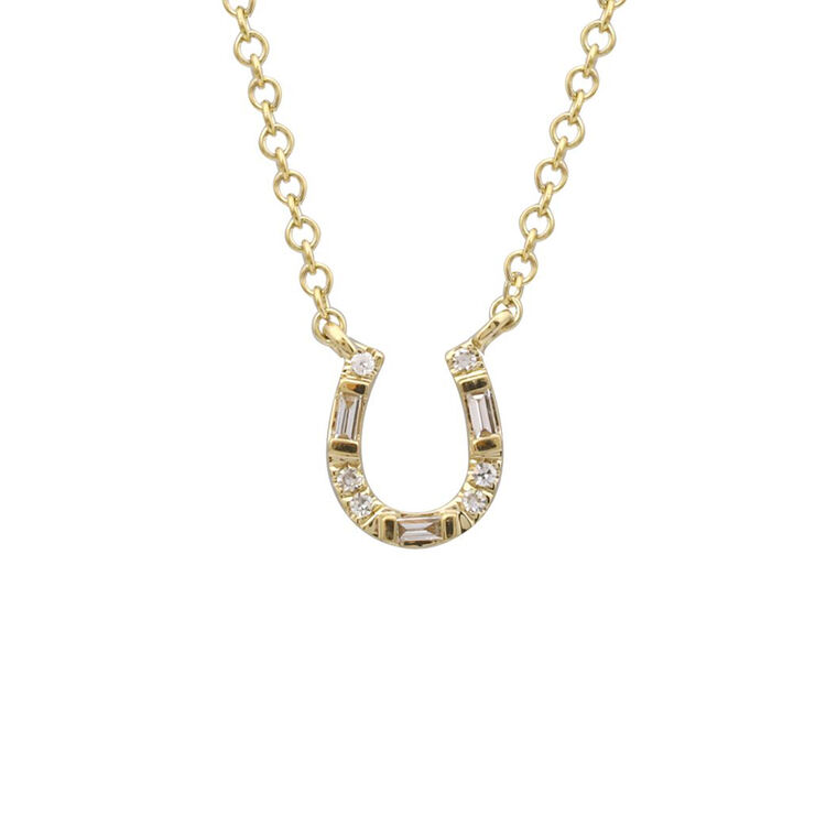 Petite Baguette And Diamond Horseshoe Necklace image number null