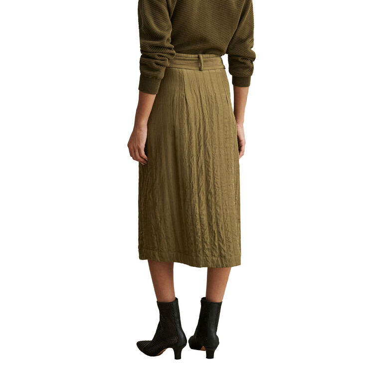 Handford Button-Front Quilted Silk Midi Skirt image number null