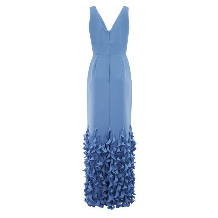 Sleeveless V-Neck Gown With Spiral Hem image number null