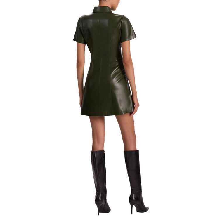 Jamie Vegan Leather Collared Short Sleeve Mini Dress image number null