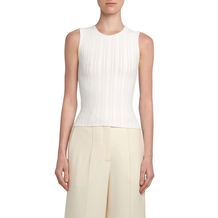 Brynn Sleeveless Pointelle Knit Top In Compact Jacquard image number null