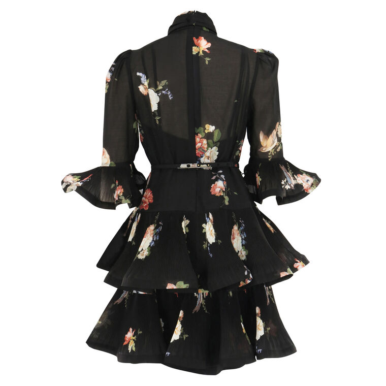 Pleated Sleeved Mini Dress image number null