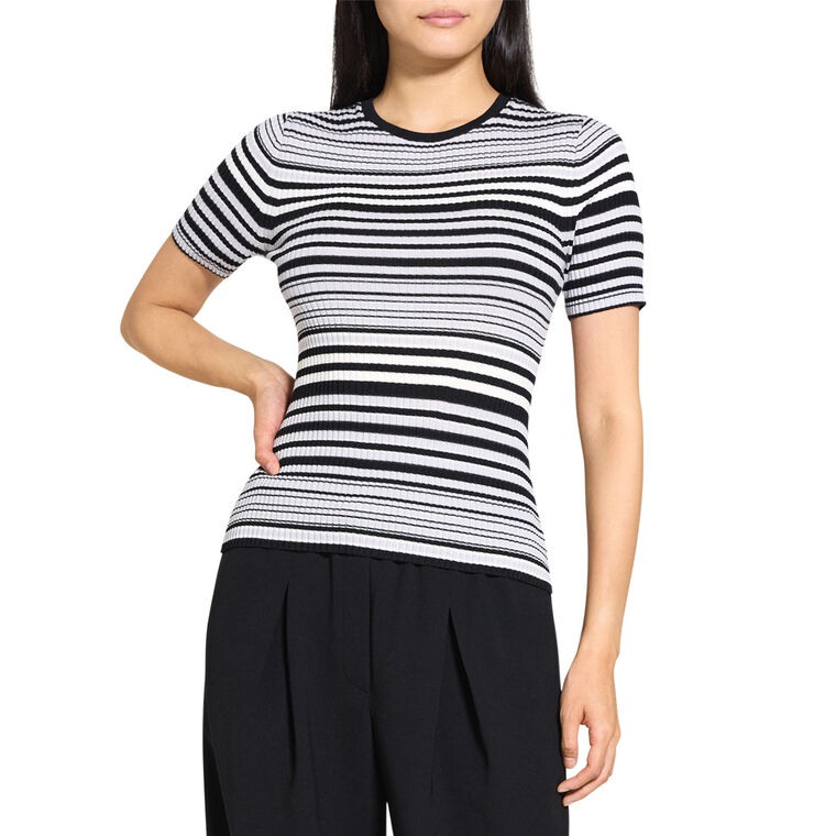 Ribbed Short Sleeve Sweater In Regal Wool image number null