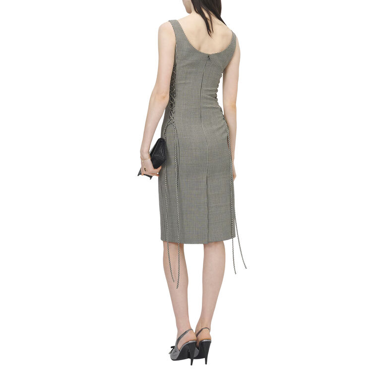Sleeveless Corset Lace Gingham Check Mini Day Dress image number null