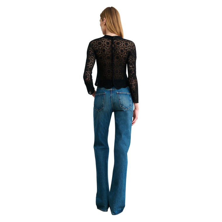 Gibson Mock Neck Crochet Sweater image number null