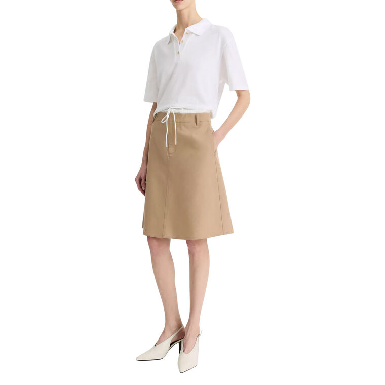 Mid Rise Double Waistband Cotton Skirt image number null