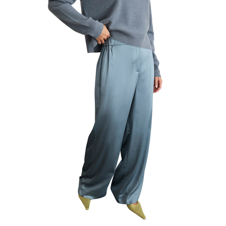 Katrina High Waisted Wide-Leg Satin Pant image number null