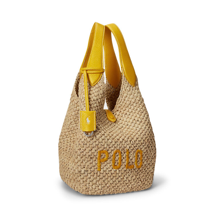 Polo Play Raffia-Leather Logo Tote image number null