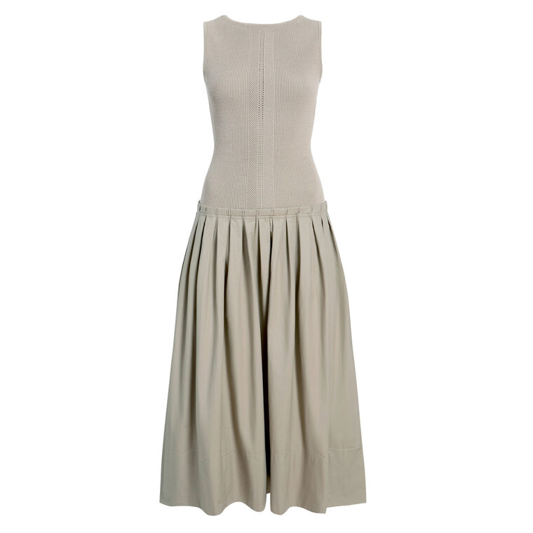 Tori Sleeveless Knit Midi Dress In Brushed Poplin image number null