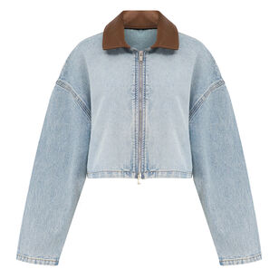 Coop Cropped Contrast Collar Denim Jacket