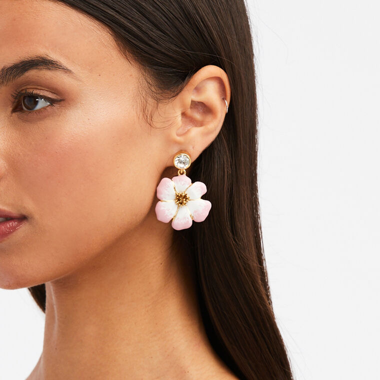Crystal Enamel Flower Drop Earring image number null