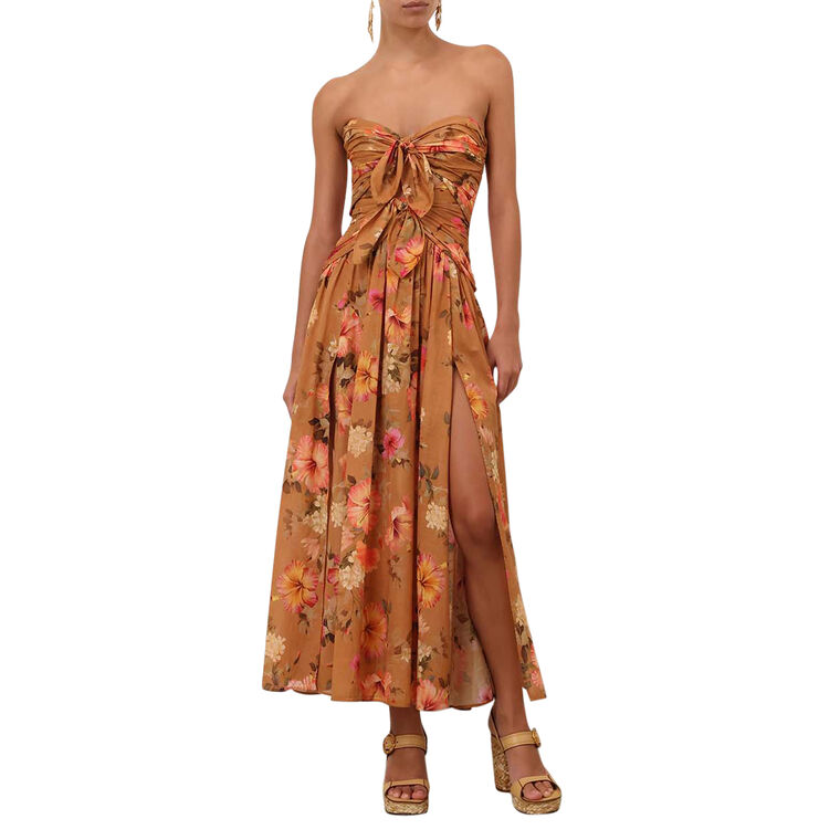 Mahon Strapless Tie Front Midi Dress image number null
