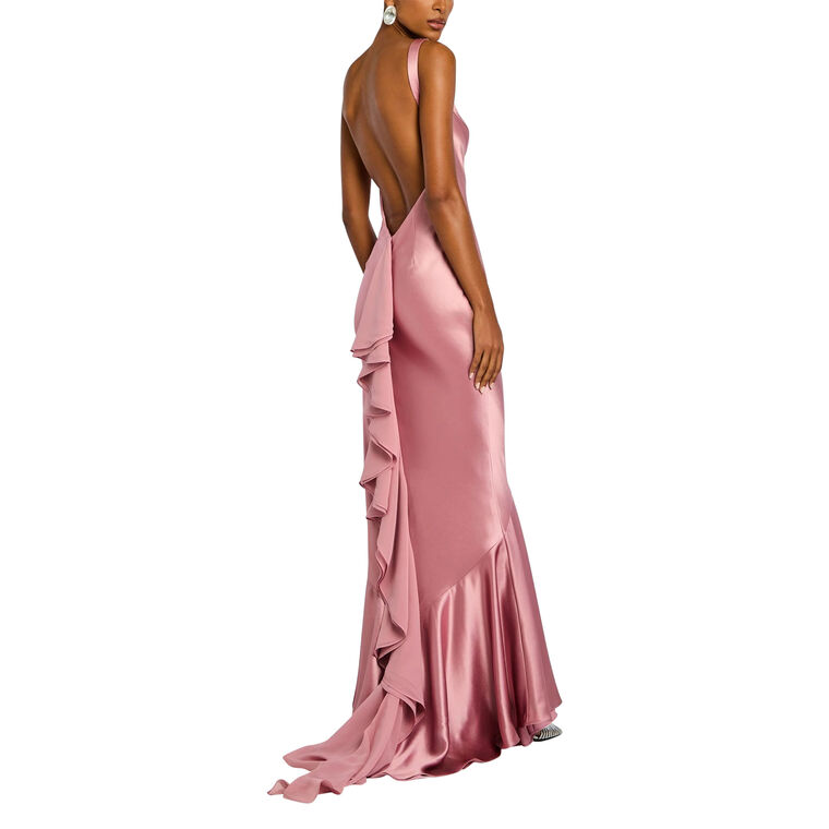 Ambrosia Sleeveless Satin Open-Back Maxi Dress image number null