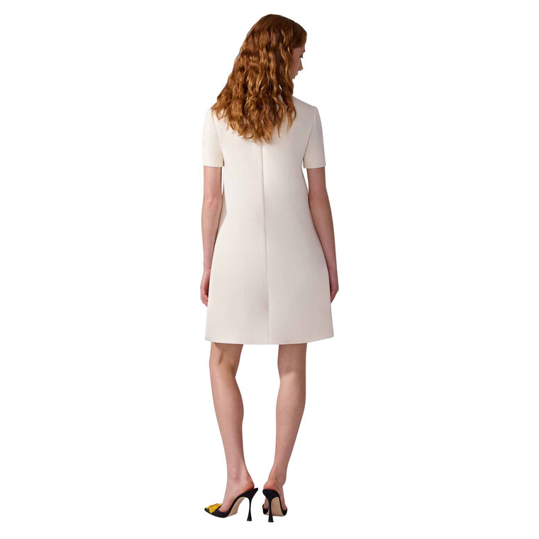 Embroidered Short Sleeve Crew Neck A-Line Mini Shift Dress image number null