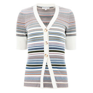 Fawne Stripe Short-Sleeve Cardigan