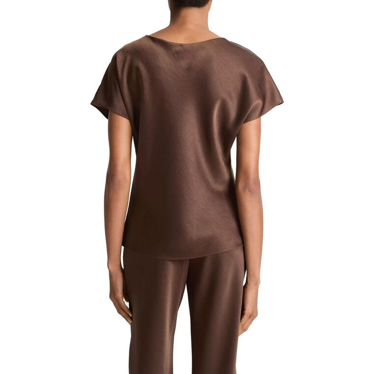 Cap Sleeve Satin V-Neck Blouse image number null
