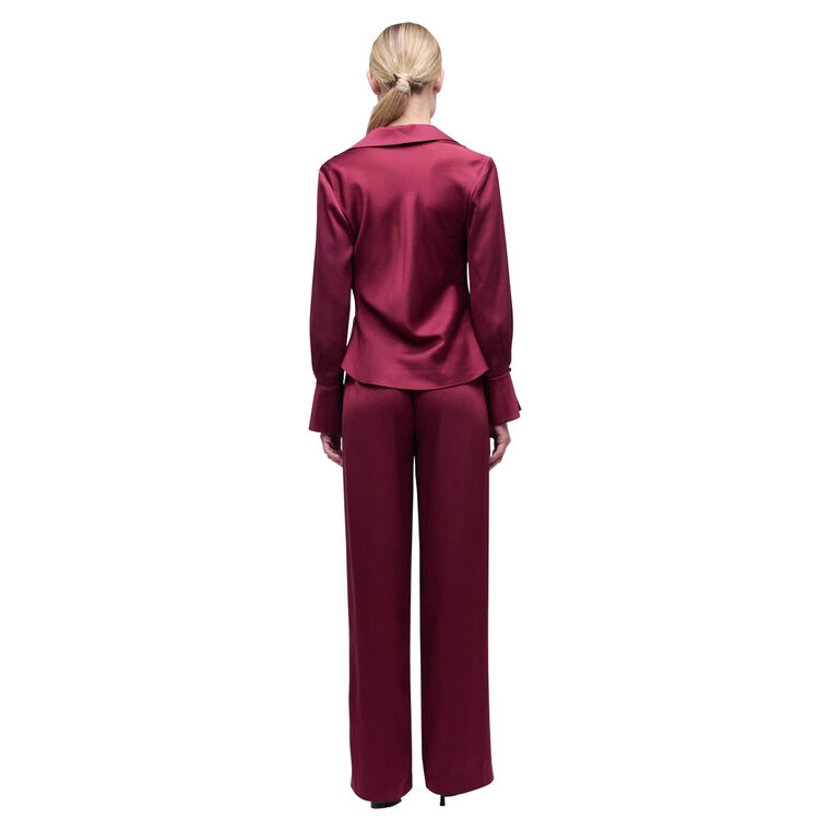 Symone Long Sleeve Cowl Neck Satin Top image number null
