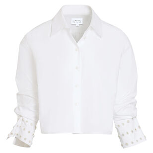 Largaux Long Sleeve Button-Up Top With Embellished Cuffs