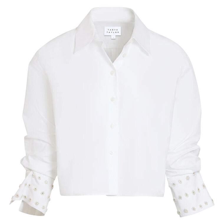 Largaux Long Sleeve Button-Up Top With Embellished Cuffs image number null