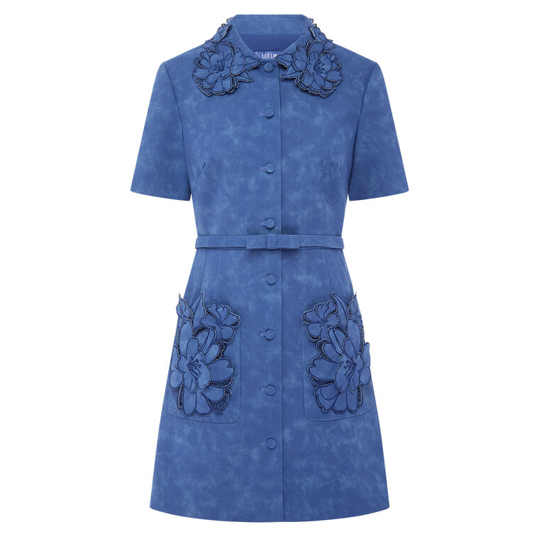 Ashley Applique Vegan Suede Mini Dress image number null