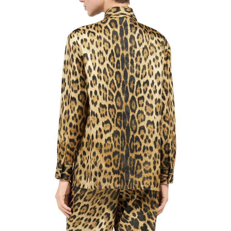 Leopard Print Long Sleeve Button Down Blouse image number null