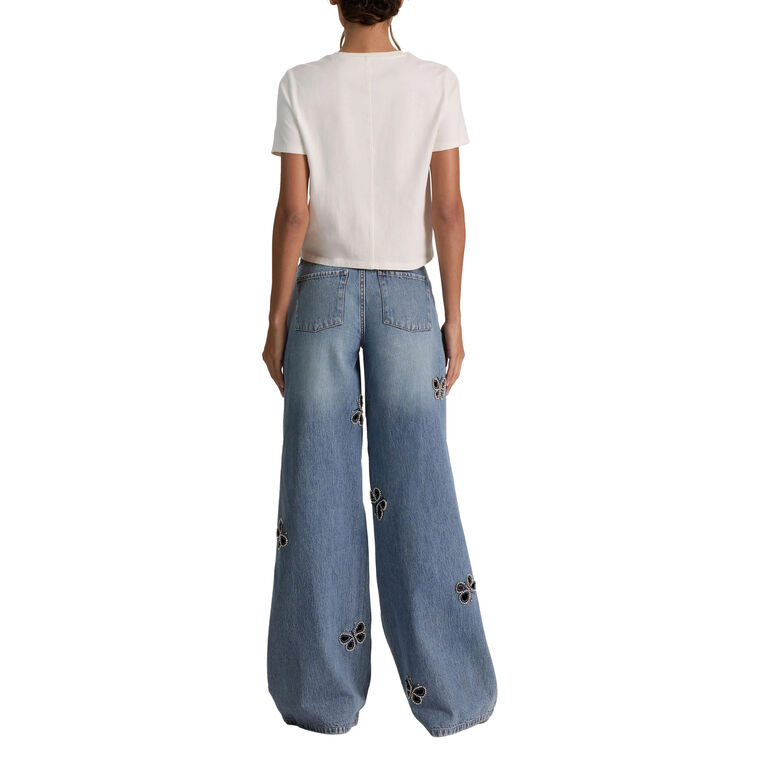 Amazing Low Rise Embellished Cutout Wide-Leg Jean image number null