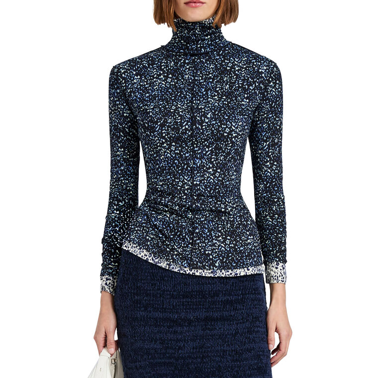 Audrey Long Sleeve Turtleneck Top In Cheetah Jersey image number null