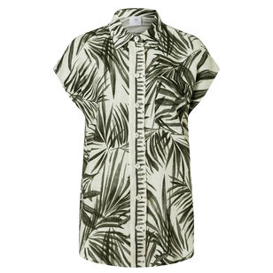 Charlet Short Sleeve Printed Linen Blouse