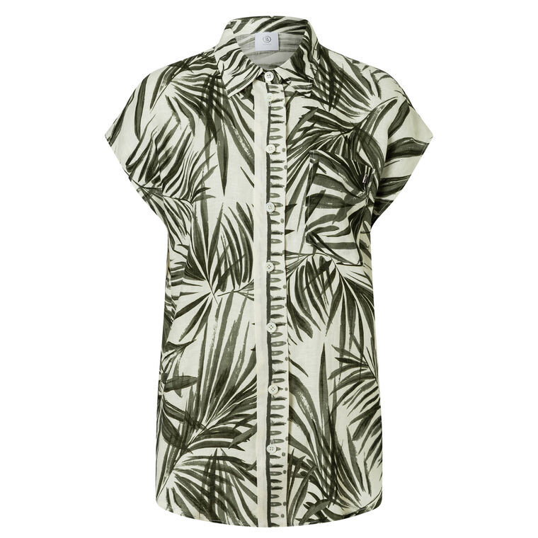 Charlet Short Sleeve Printed Linen Blouse image number null