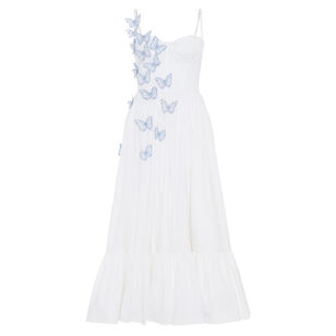 Flutter Poplin Butterfly Sleeveless Midi Dress