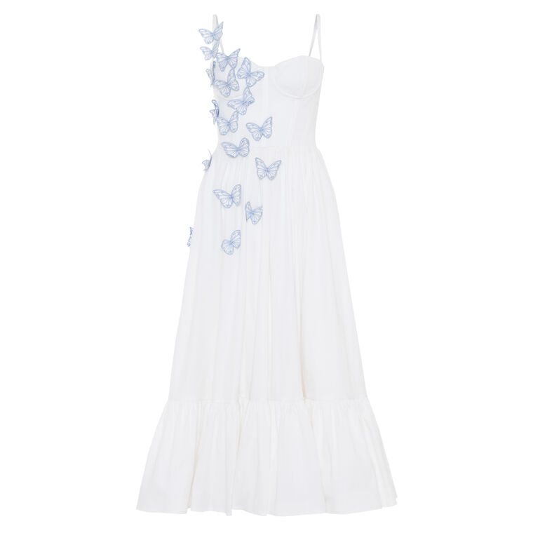 Flutter Poplin Butterfly Sleeveless Midi Dress image number null