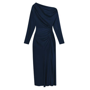 Piper Draped One Shoulder Satin Midi Dress