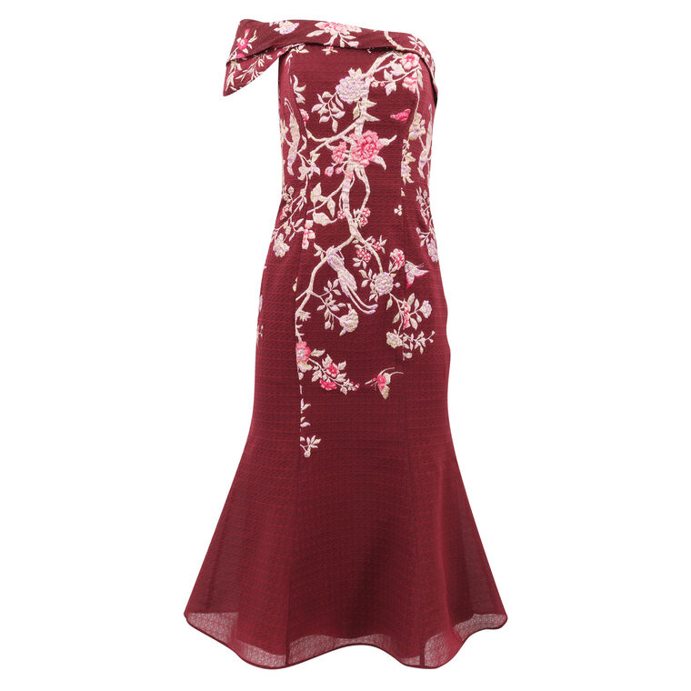 One Shoulder Gilded Midi Dress image number null
