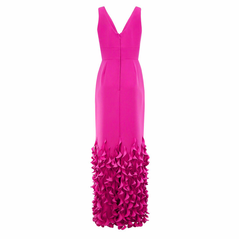 V-Neck Gown With Spiral Hem image number null