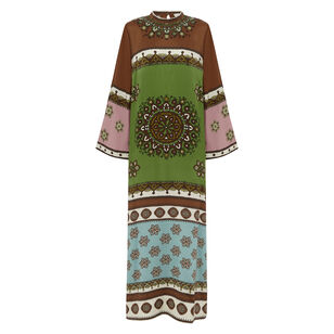 Contina Long Sleeve Silk Midi Dress