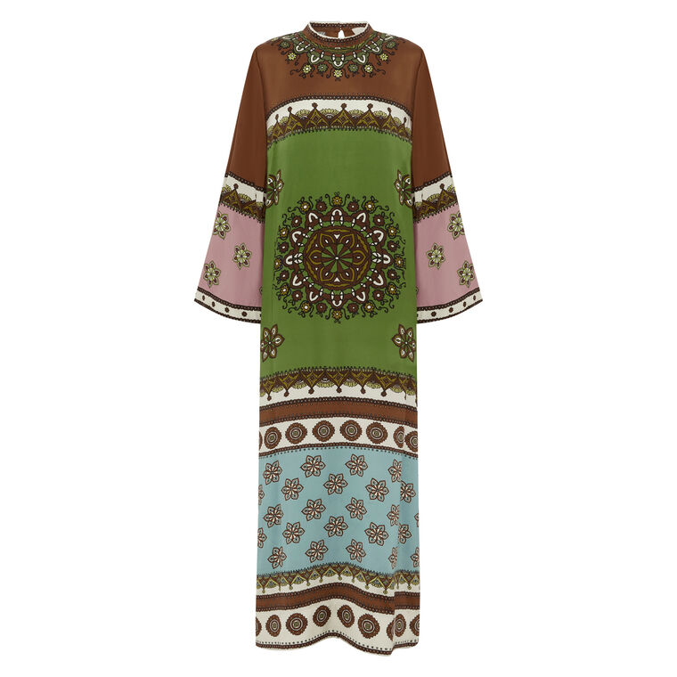 Contina Long Sleeve Silk Midi Dress image number null