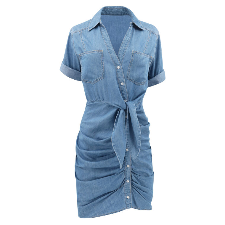 denim dress with front zipper Veronica Beard Jax Denim Dress MSRP $398 – DGFOutlet main image 0
