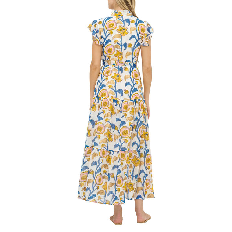 Ruffle Collar Button Maxi Dress image number null