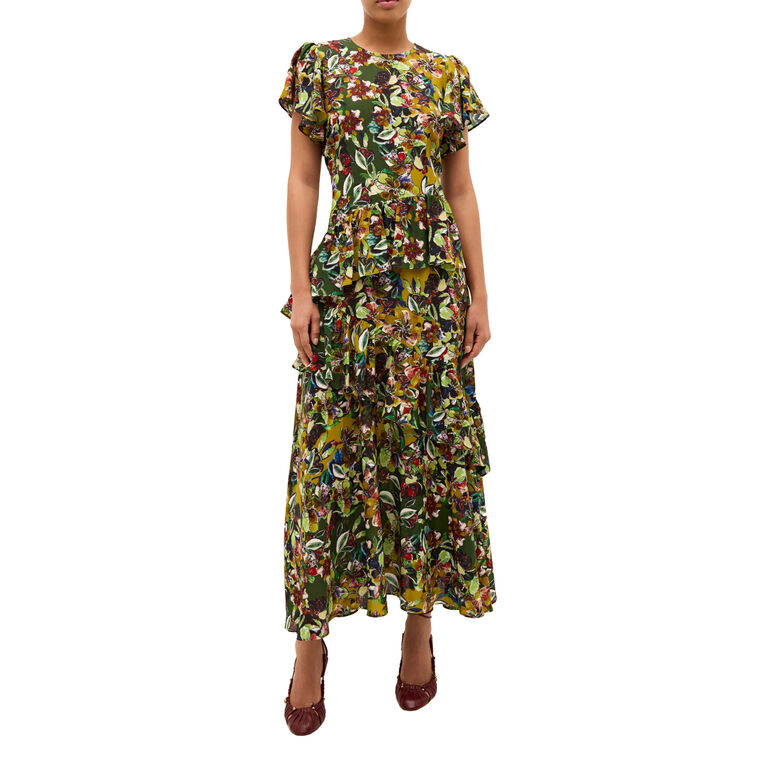 Quinby Short Sleeve Tiered Midi Dress image number null